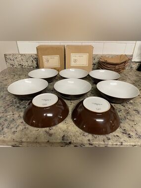 Fitz & Floyd Rondelet Dark Brown bowls New set of 8 made in Japan collector 1975